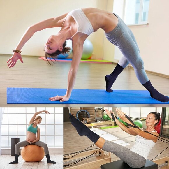 ❤️ Non Slip Socks with Grips for Women Non Skid Gripper Crew Socks for Yoga - Picture 5 of 6